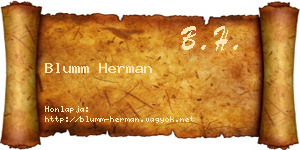 Blumm Herman névjegykártya